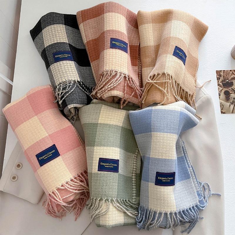Autumn and winter new versatile scarf women's thickened woven thick beard fringed warm scarf imitation cashmere shawl