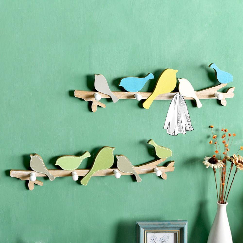 Creative Bird Shape Wall Hooks 4 Hooks Closet Organizer Holder Clothes Coat Hooks Kitchen Supplies