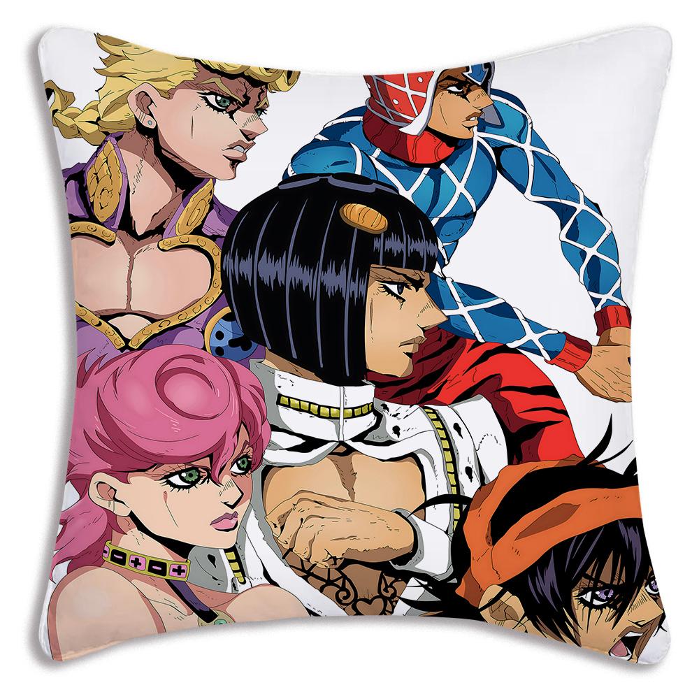 Cute JoJos Bizarre A-Adventure Pillow Covers Cartoon Sofa Decorative Home Double-sided Printing Short Plush Cute Cushion Cover