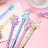 48Pcs/Box Laser Acrylic Love Bear Twisting Ballpoint Pen Black Writing Ink Cute Shining Diamond Pen School Stationery Wholesale