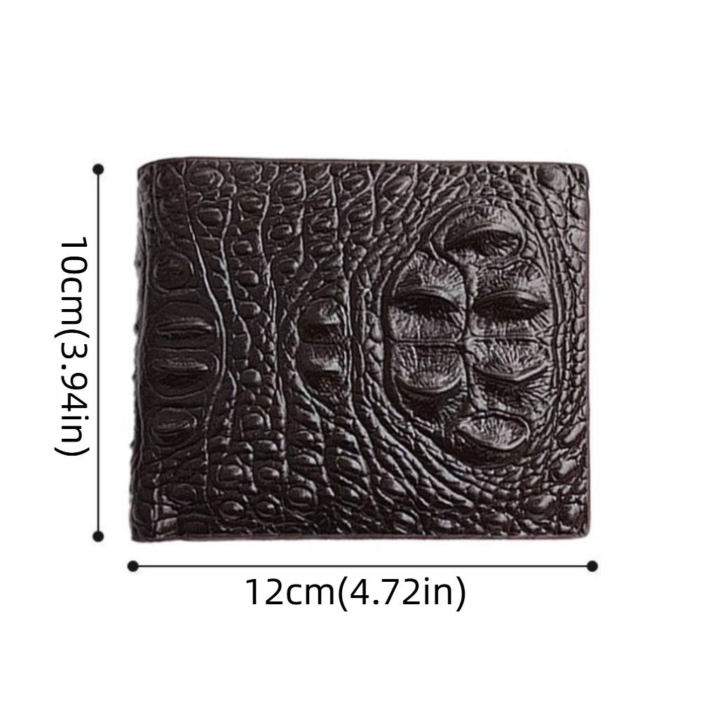 Crocodile Pattern Men's Fold Wallets Solid Color Multifunction Men's Short Wallet Casual Pocket Purse Cash Card Slot Bag