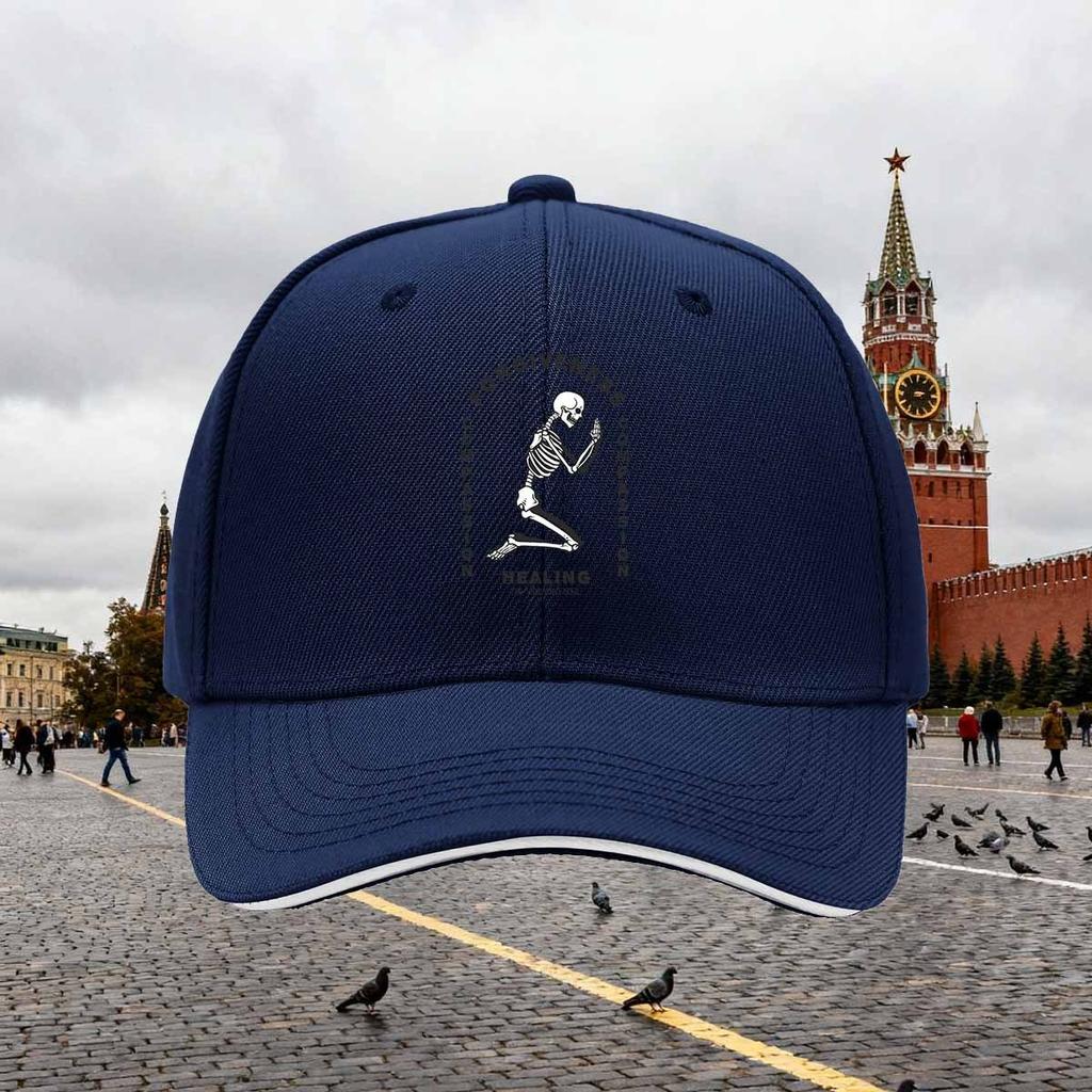 Kneeling Skeleton Forgiveness Compassion Baseball Cap Unisex Polyester Casual Adjustable Spiritual Hat