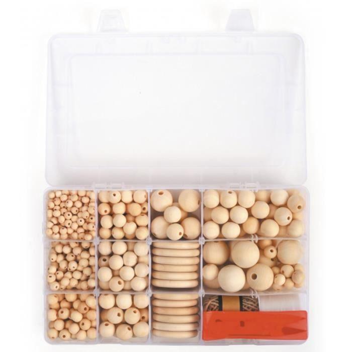 Coffret de perles et anneaux en bois - GRAINE CREATIVE - 747 pcs - Beige - Mixte - DIY