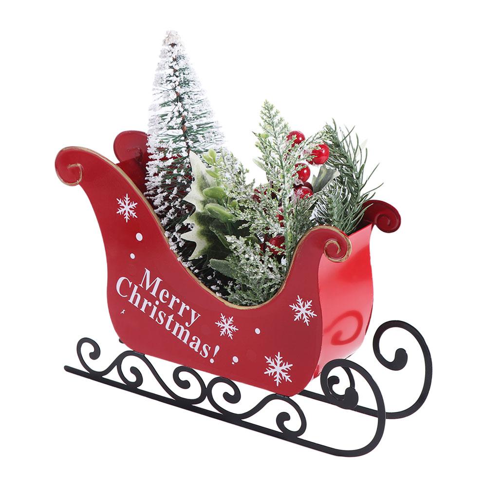 Wrought Iron Sleigh Car Ornament Reusable Unique Christmas Sleigh Ornament Durable Santa Claus Sled Figurine Photog Props