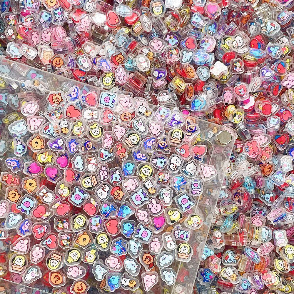 

100 Small Bt21 Acrylic Plate Diy Accessories For Decorating Cute Fridge Magnets Phone Case Materials Anime Animation Gifts And Toys 50PCS