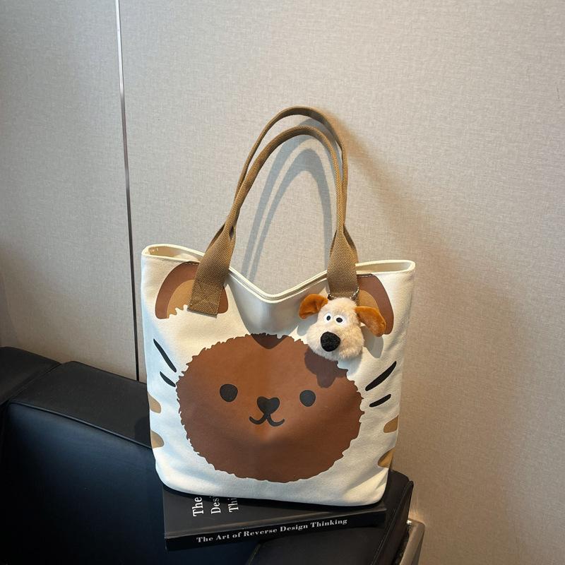 

Canvas bag women s large-capacity new spring and summer versatile shoulder bag casual cartoon class tote bag