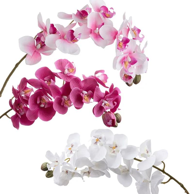 10 Heads 72cm Artificial Flower Phalaenopsis Latex Silicon Real Touch Big Orchid Orchidee Wedding Home Decoration