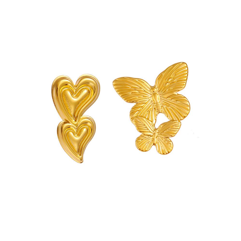 Elegant Stainless Steel Heart & Butterfly Earrings