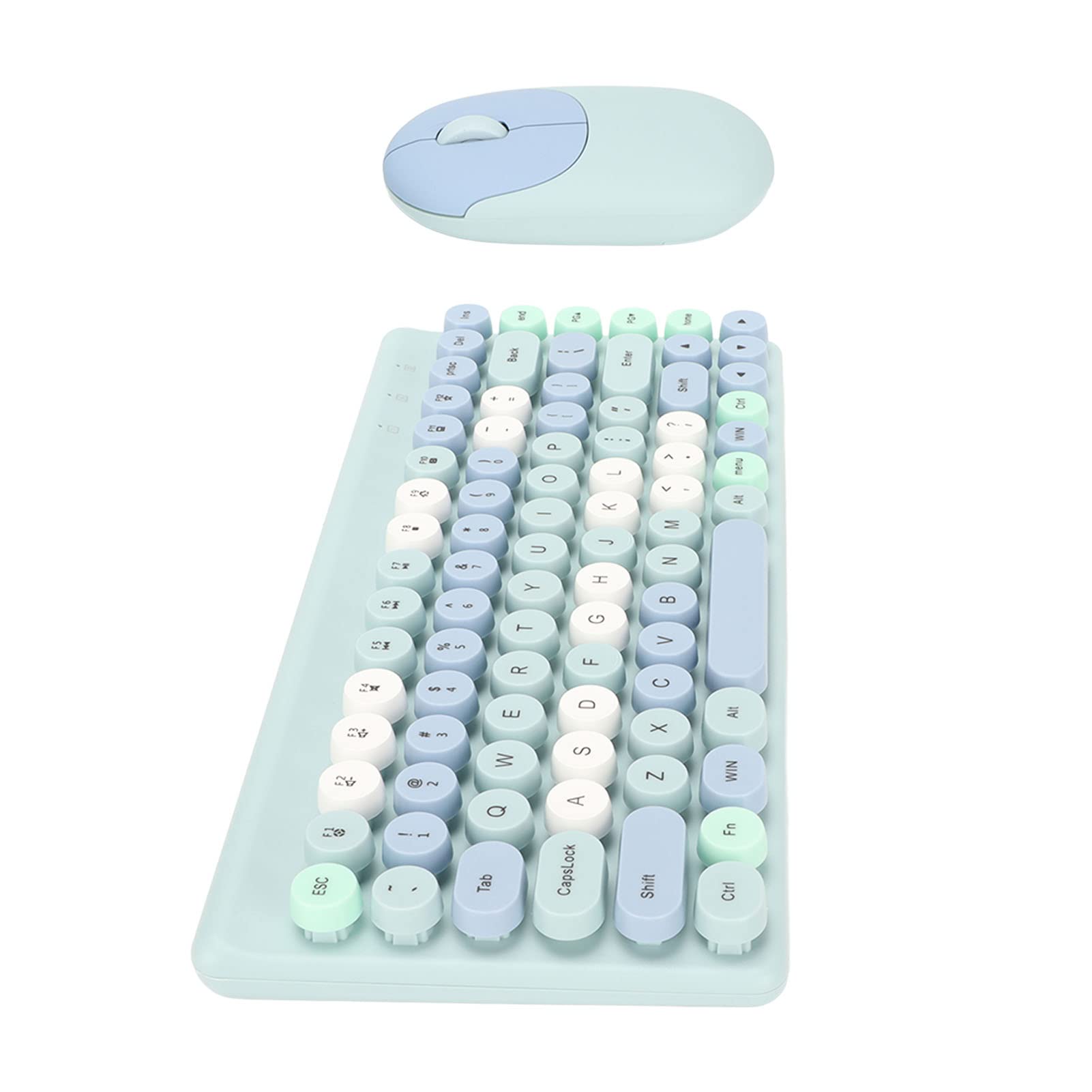 

Wireless Keyboard and Mouse Widely Retro Circular Key Loptop Combo, Compatible, Design, (Blue) синій