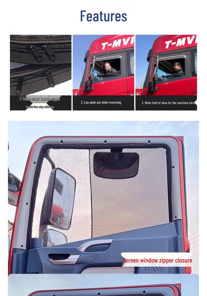 Large Truck Mosquito and Insect Proof Sunshade Screen for Jiefang J6, Ouman Delong, Shandeka, and Tianlong Models