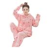 Women's Coral Fleece Pajamas: Warm, Thick Cardigan Lapel Homewear Set for Autumn and Winter