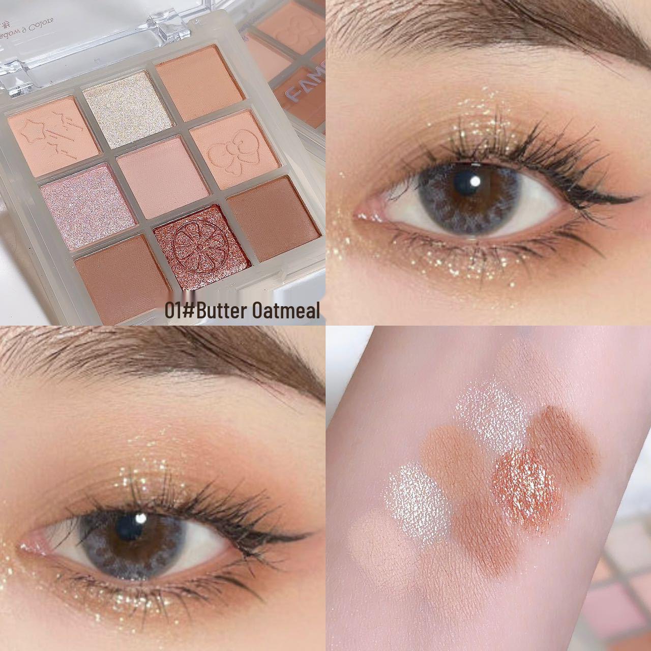 

Палетка теней для век FAMOTY из девяти цветов с матовыми и мерцающими текстурами - Землистые тона молочного чая, Идеально подходит для студентов, Осень/Зима.