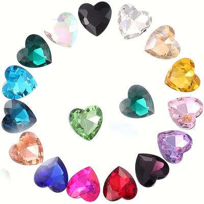 10/20/30pcs Random Mixed Color Big Red Pointed Bottom Peach Heart Shaped Glass Shaped DIY Mobile Phone Decoration Accessories DIY Gift Making