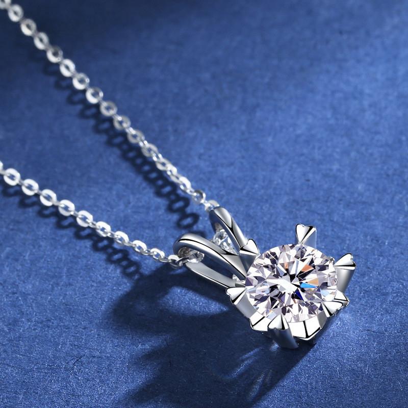 Brilliant Cut Diamond D Color 1 Carat Moissanite Snowflake 6 Prong Necklace 100% 925 Silver Valentine's Day Gift Women Jewelry