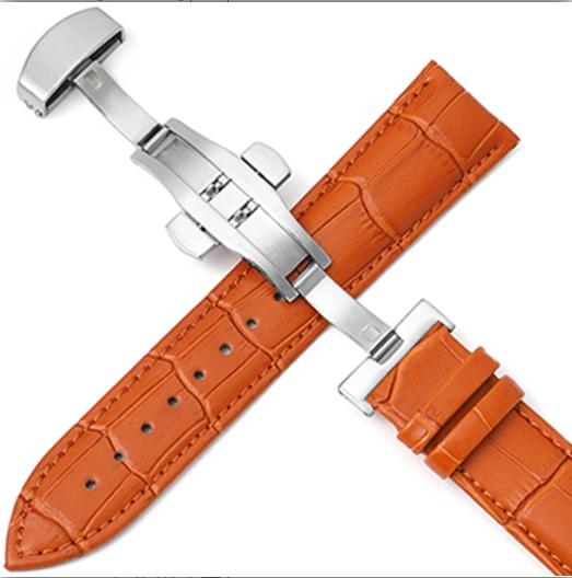 

14/15/16/17/18/19/20/21/22/23/24 мм Браслет для часов из натуральной кожи для Seiko для Samsung Galaxy из нержавеющей стали с застежкой-бабочкой 21mm