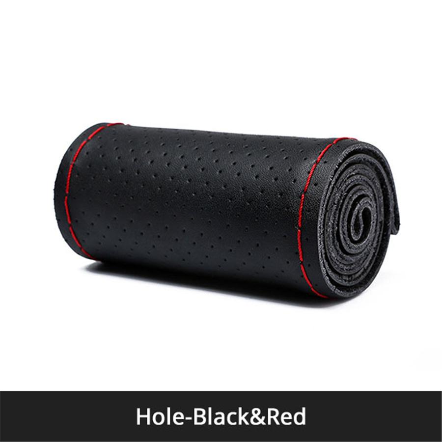 

Leather Hand-Sewn Steering Wheel Cover Red Line