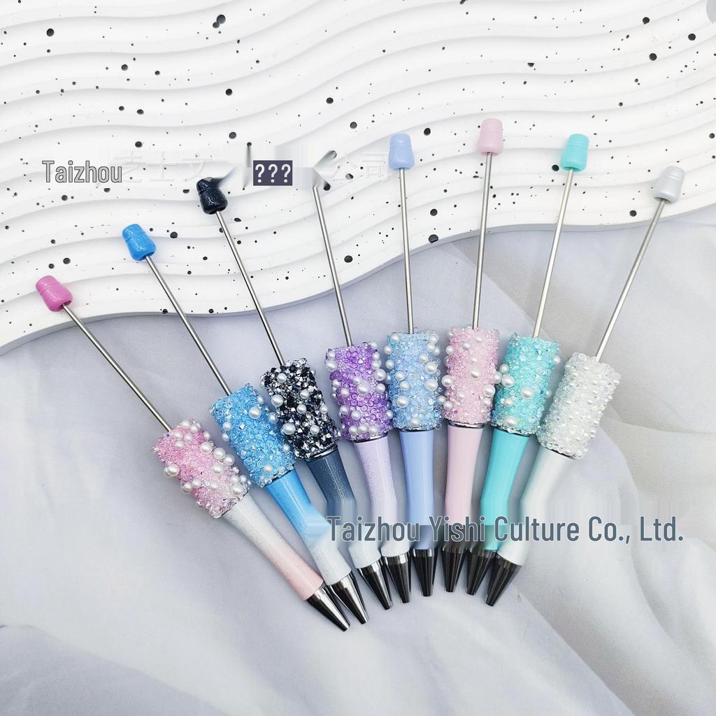 Starry Crystal Pearl Bead Pen - Handmade Rhinestone Candy Design