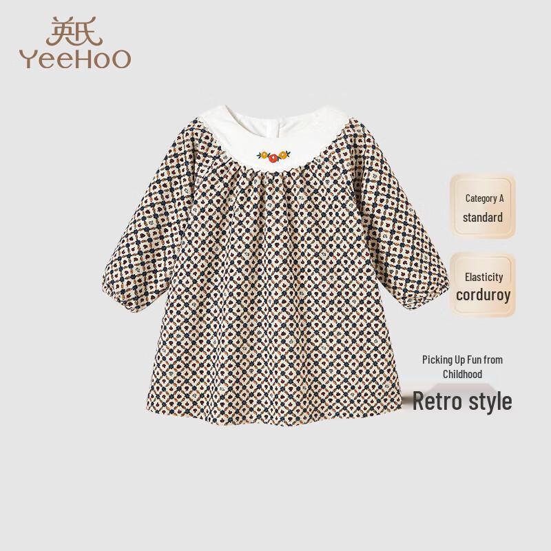 YEEHOO Baby Girls  Autumn/Winter Floral Corduroy Dress 120cm