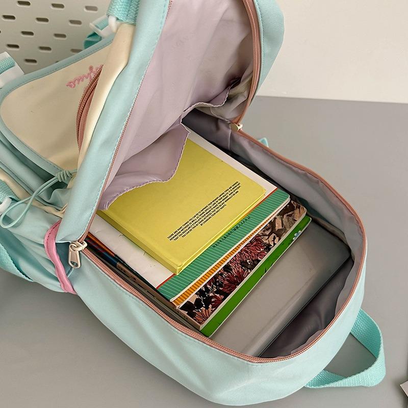 School bag new contrasting colors cute backpack female new student large capacity casual backpack light travel double backpack