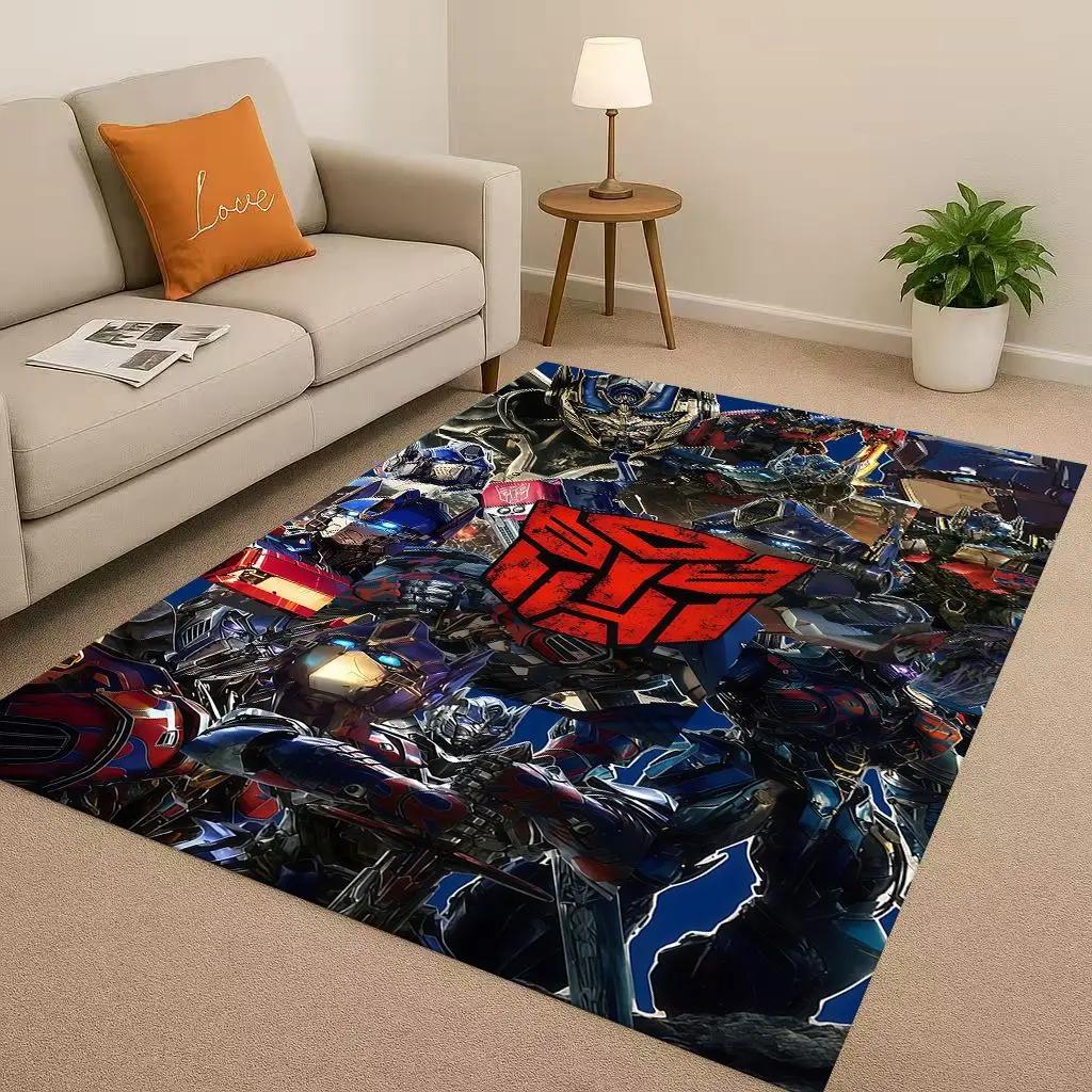 3D T-Transformers Optimus Prime Bumblebee Cartoon Living Room Non-Slip Area Rug Carpet For Bedroom Sofa,Easy Clean Home Doormat