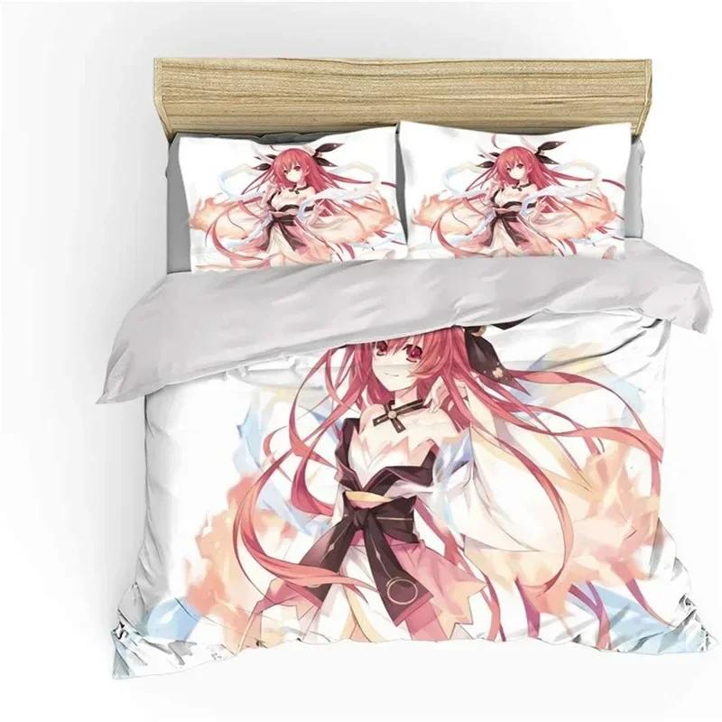 3D Print Anime Date A Live Comfortable Duvet Quilt Cover Pillowcase Bedding Set Children Bedroom Decoration Home Textile