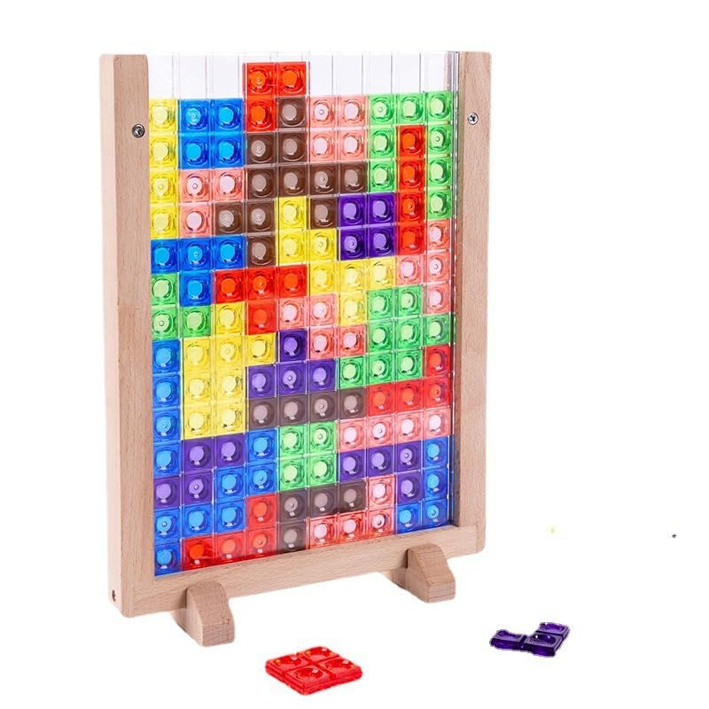 Kancharo Tetris-Style Tangram Puzzle, Montessori 3D Tetris Creative Math Educational Toy for Kids