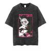 Demon Slayer Nezuko Kamado Vintage Washed T-Shirt, Anime Graphic Streetwear Casual Oversized Cotton Tee for Men Women, Summer