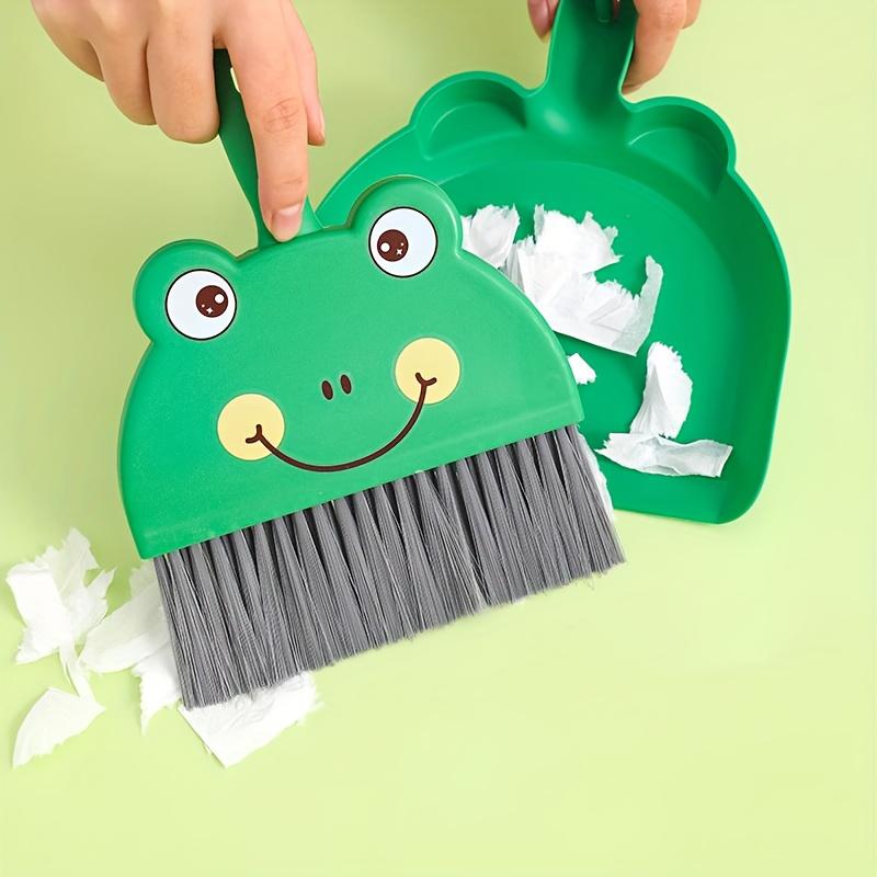 3pcs Cute Nimal Shaped Mini Broom , Dustpan Set , Bear, Rabbit, Frog/Bee, Sweeper with Bristle Brush , Pan Room, Small Spaces , Compact