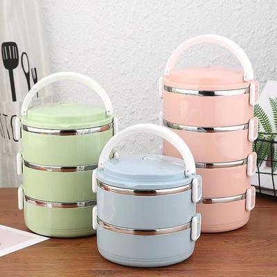 Fiambrera Bento Portátil de Acero Inoxidable de Doble Capa con Compartimentos Aislados