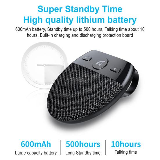 SP11 Głośnomówiący Głośnik Samochodowy Handsfree Wysokiej Rozdzielczości ABS Bezprzewodowy Kompatybilny z Bluetooth 5.0 Głośnik do Samochodu