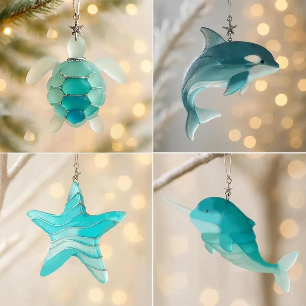 2D Akryl Havsdjur Adventskalender 2025 Jul 24 Dagar Söta Havsdjursdekorationer för Barn Samlare Festgåva