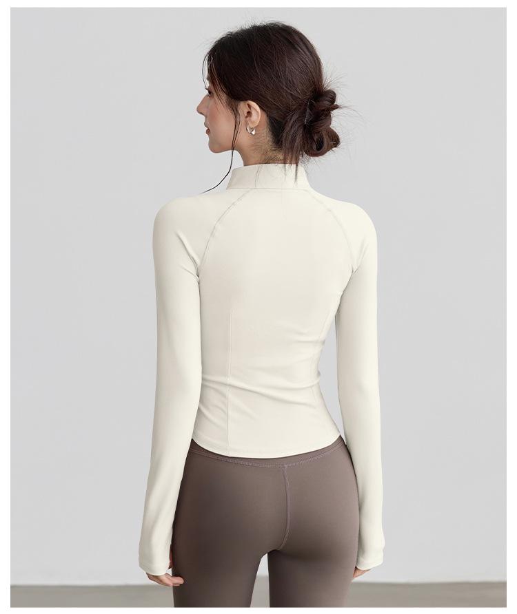 Women's Half-Zip Long Sleeve Stand Collar Yoga and Running Fitness Top