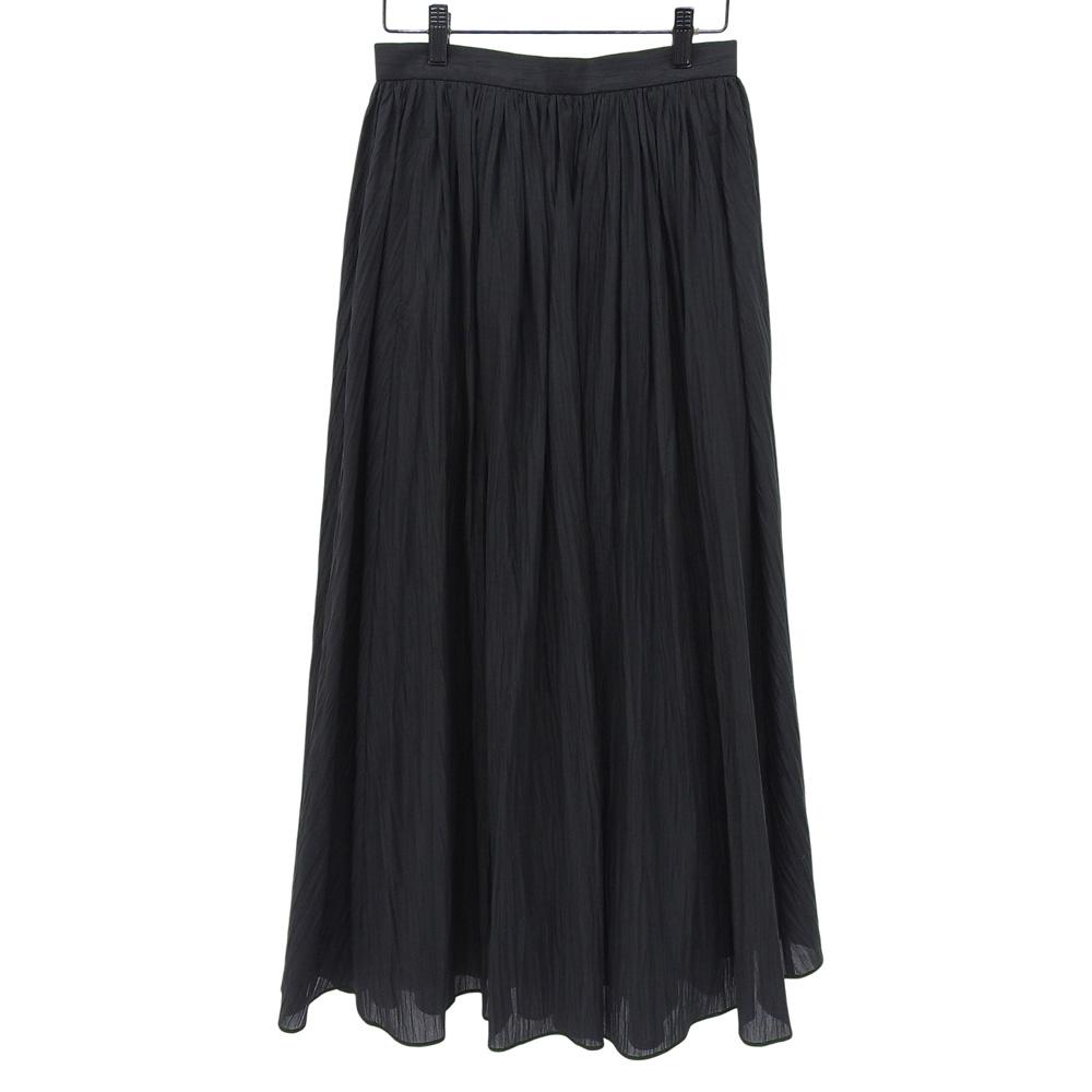 Ebure Wrinkle Voile Gathered Long Skirt, Women's, Black, Size 36 Skirt 36 blackUsed