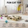 Wooden Interactive Scratch Puzzle Cats Enrichment Toy with 3 Bells Ball for Exploration Scratching Playful Entertainmen