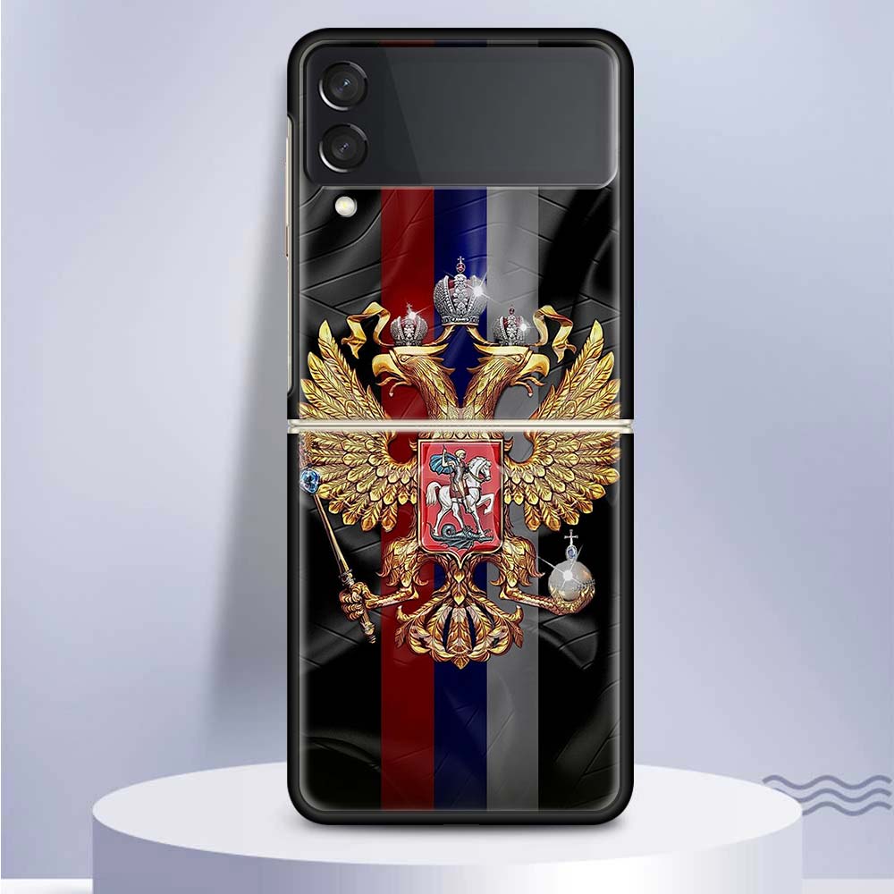 National Flag RU FR UK Hard PC Clear Phone Case Cover for Samsung Galaxy Z Flip 7 6 5 4 3 5G Flip3 Flip4 Flip5 ZFlip6 ZFlip7 Bla