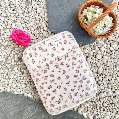 Evrensel Pastoral Çiçekli Tablet Kılıfı Vintage Çiçekli PC Tablet Çantası Xiaomi Huawei Taşınabilir Büyük Kapasiteli Kırtasiye Çantası
