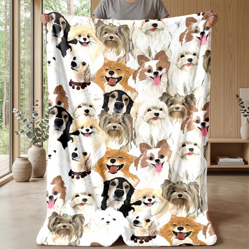 Cute Dog Cat Pattern blanket Personalized Name Flannel Blanket Soft Cozy Plush Throw for Sofa Bed Lightweight Home Decor