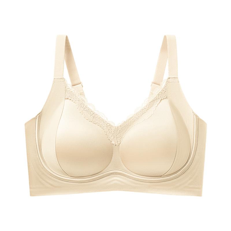 Satin lace foundation seamless pull-up anti-sagging adjustment bra without steel rim