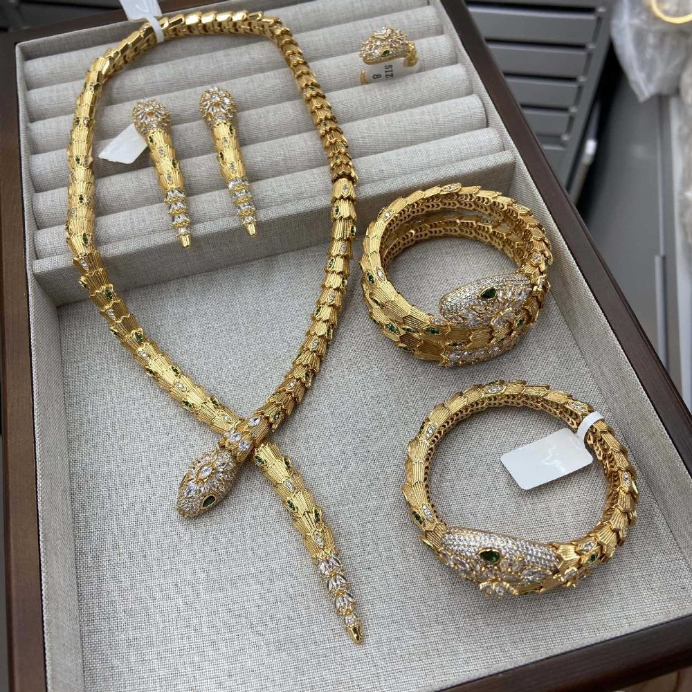 Five-piece Set, Spirit Snake Set, Female High Version, The Same Light Luxury High-end Necklace, Bracelet, Stud Earrings Set.