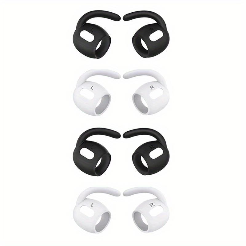 4 Pairs Soft Silicone Anti-Slip Covers for AirPods Pro, Comfortable Fit, Detachable Ear Hooks, Ergonomic Design, Black & White