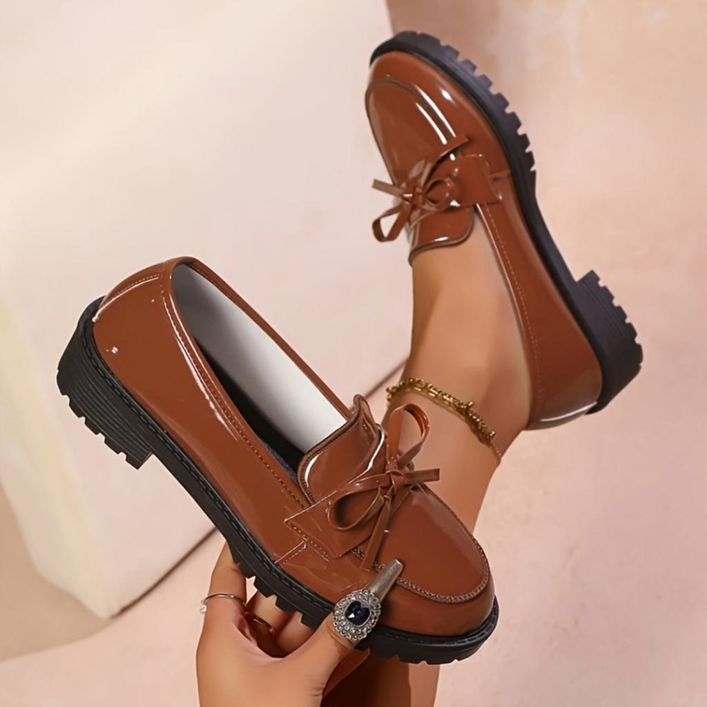 Damen Glänzende Rote Freizeitschuhe - Rutschfest Schleifendekoration, Glänzende Ballerinas, Vielseitiges Design, Eleganter Stil, Geeignet für Bürokleidung