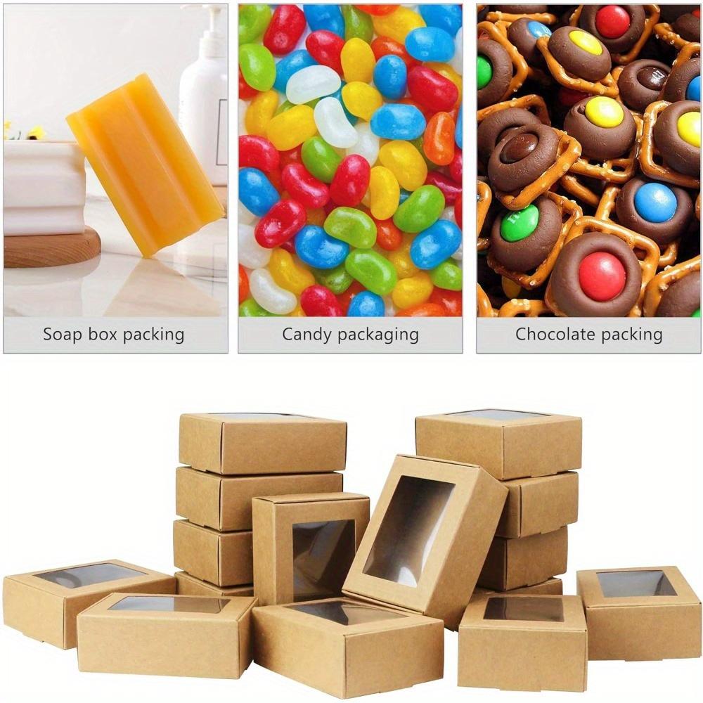 35pcs Mini Kraft Paper Gift Boxes with Clear Windows Perfect for Soap Candy Chocolate Gift Display & Wedding Favors
