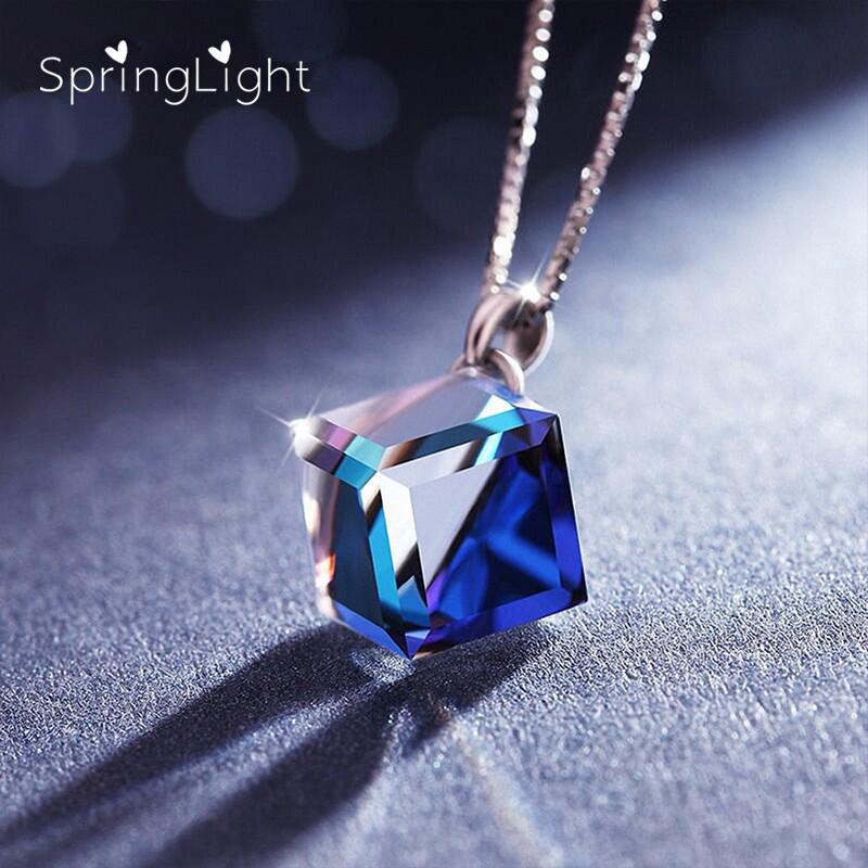 Retro Magpie Bird Flower Pendant Lockets Necklace with July Birthstone Crystal Silver Plated