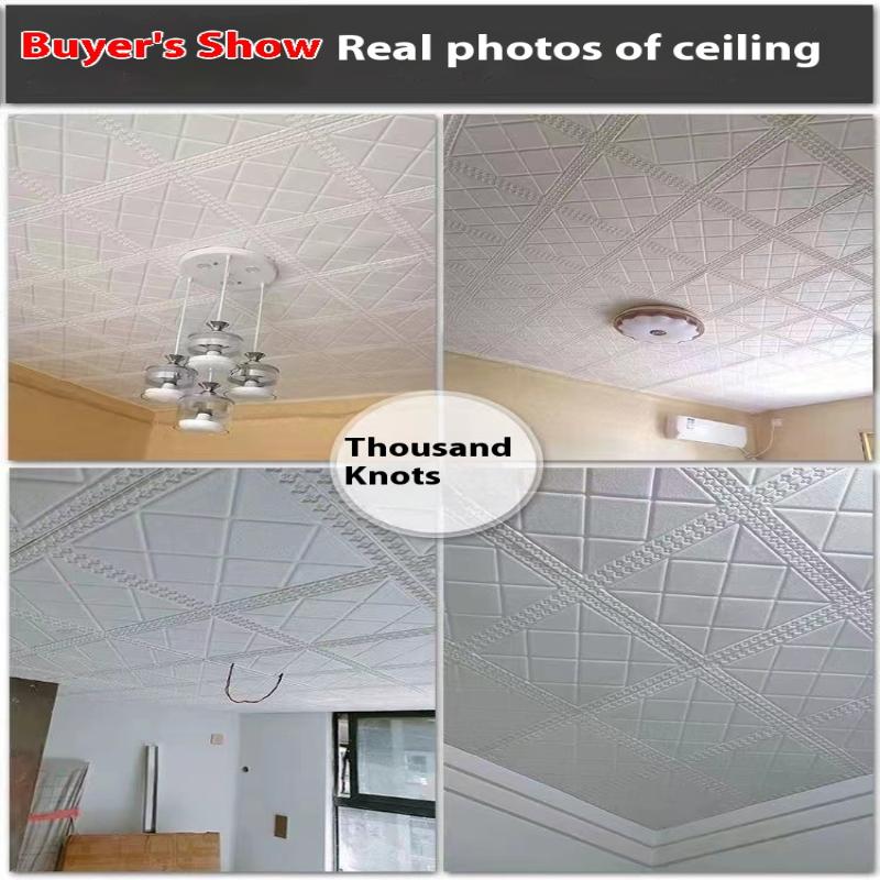 4 Stück 35*35cm Decken-Schlafzimmer-Dekor 3D-Hintergrund-Tapete Abziehbar und Klebbar Wasserdichte Wandaufkleber Kollisionsschutz Heimdekoration