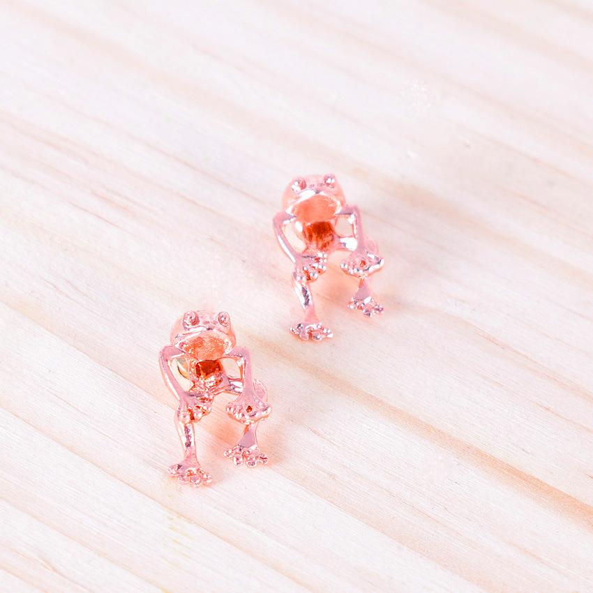 Модные ретро серебряные серьги-лягушки