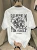 MenS 100 Cotton Casual ShortSleeve TShirt with a Round Neck Trendy Design Versatile for Summer Featuring Print Patterns