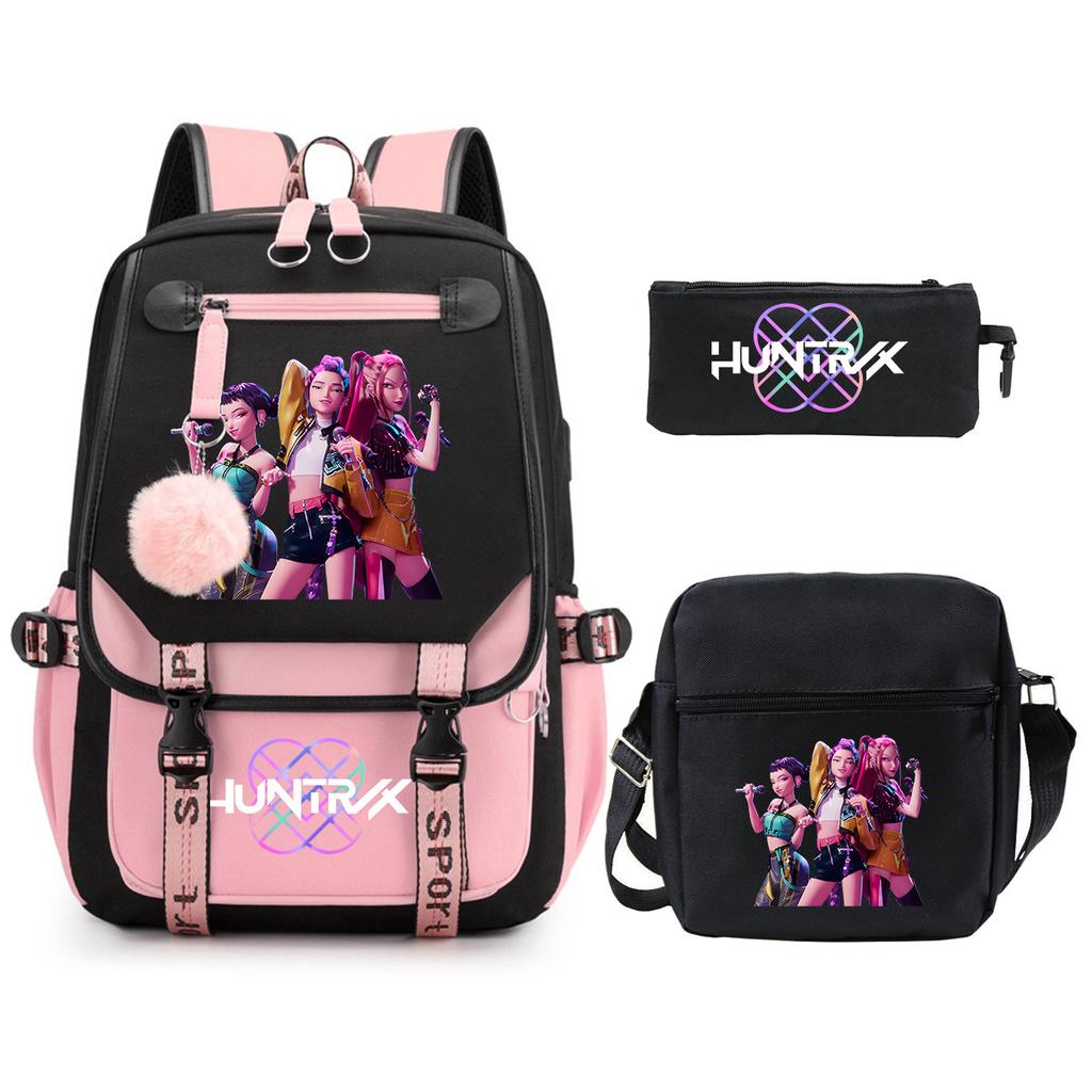 KPop Demon Hunters Korean version of student school bag children's backpack pencil bag set