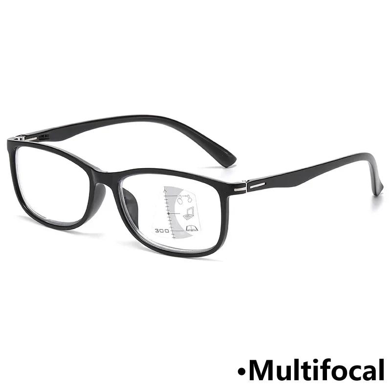Trendy Progressive Multifocal Reading Glasses Anti-blue Light Hyperopia Eyewear for Men Women Retro Fashion Presbyopic Glasses