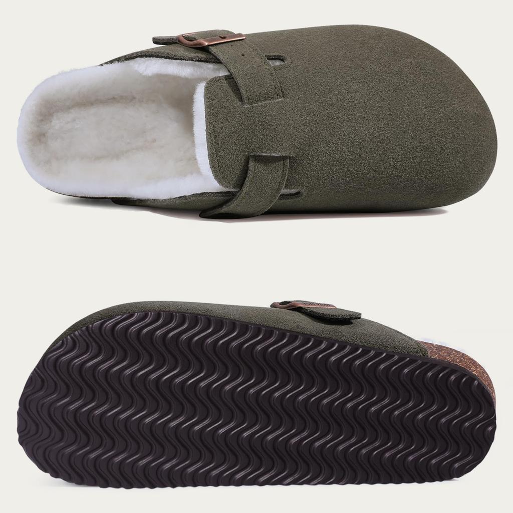 Fashion Shevalues Winter Classic Women's Mules Fur Lined Cozy Female Clogs Slides Cork Footbed Female Potato Shoe With Adjustable Buckle