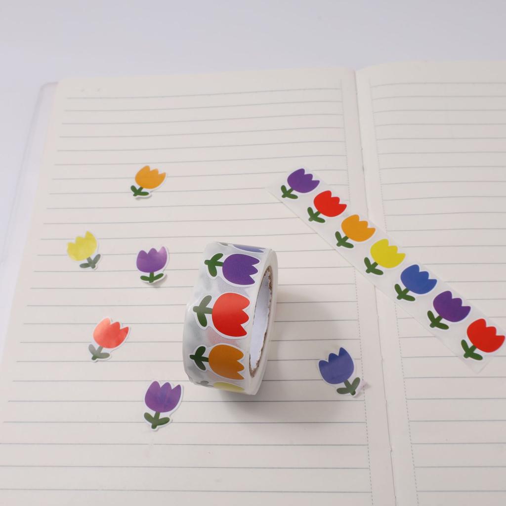 500PCS, Roll Up, Little Red Flower Reward Stickers, for Elementary School Students, Teachers, Cartoon, Cute Little Red Flower Stickers